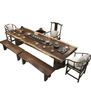 Juego de Mesa y Sillas de Té de Madera Maciza Estilo Chino, Mesa de Té Kung Fu de Madera Original, Muebles para Preparar Té en Casa u Oficina - Product Image 5