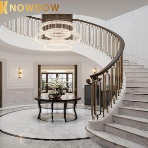 KNOWDOW Escalera curva personalizada Escalera moderna Indor Escalera curva de lujo Escalón de mármol <span class=keywords><strong>Pasamanos</strong></span> de madera de vidrio templado - Product Image 5