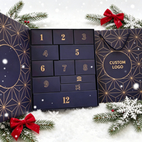 Boîte de calendrier de l'avent personnalisée avec logo, imprimé vintage hiver, vide, pour compte à rebours, cadeau surprise