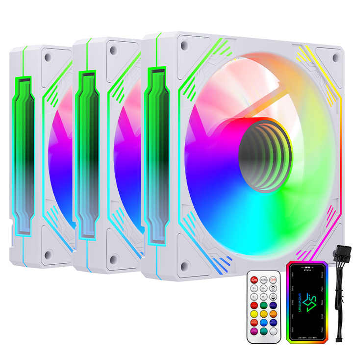 MECCANIXITY 3-Pack RGB Computer Case Fans - 120mm Silent Cooling With Red LED