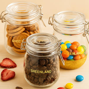 Vente en gros de <span class=keywords><strong>bocaux</strong></span> en verre carrés transparents hermétiques de différentes tailles avec couvercle à clip - Product Image 3