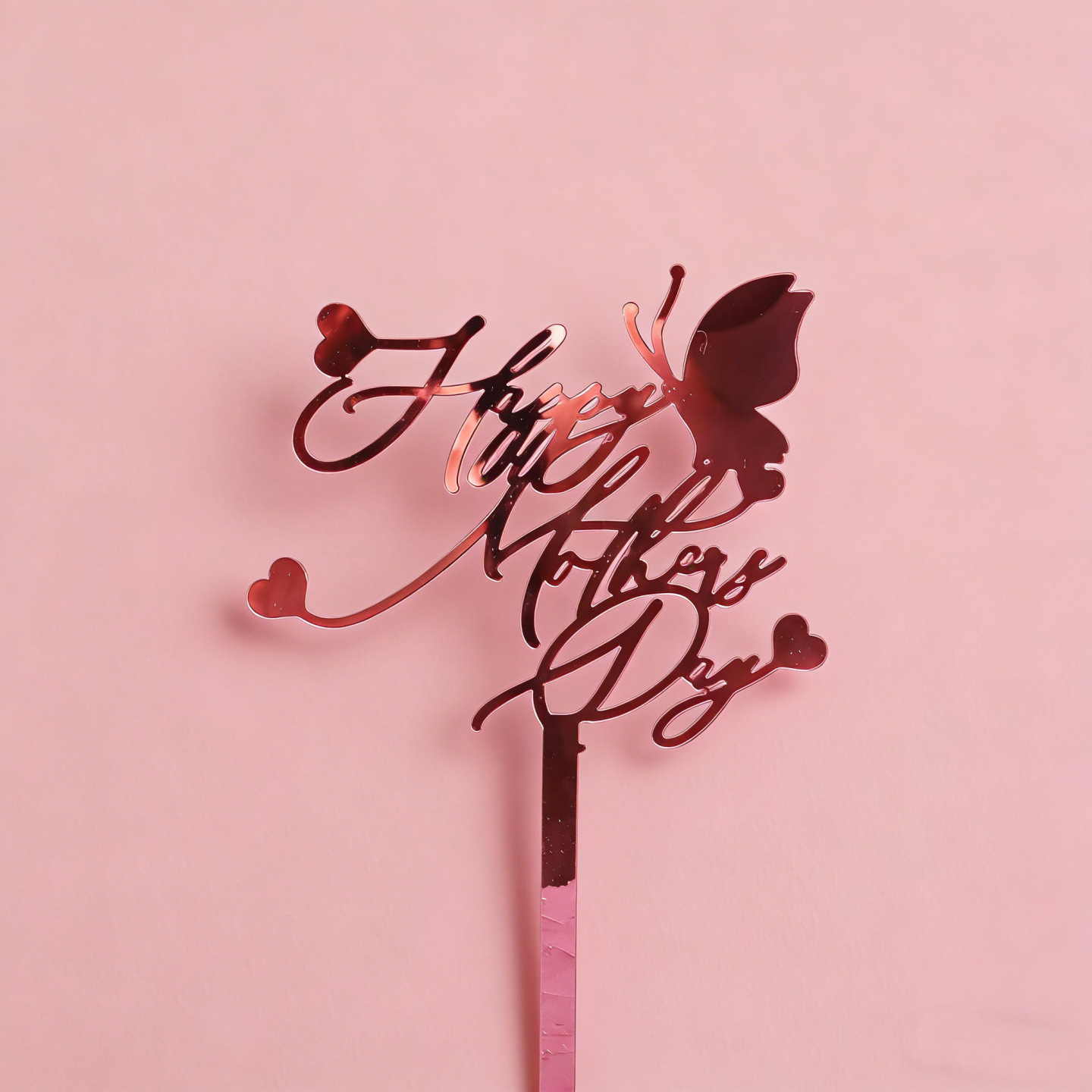 Papillon, amour, fête des mères, miroir - rouge rosé
