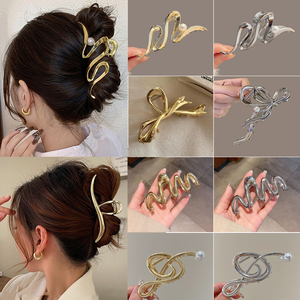 2024 or argent cheveux accessoires en gros Collection vague grande pince à saisir Merad requin pince femmes luxe cheveux griffe pinces Valent - Product Image 2