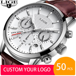 En Stock 1 Pieza <span class=keywords><strong>Reloj</strong></span> de Pulsera de Cuarzo para Hombre con Logotipo Personalizado, 50 Piezas <span class=keywords><strong>Lige</strong></span> 9866, Fabricante OEM ODM, Nuevo Diseño de Esfera de Lujo - Product Image 2