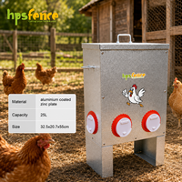 Mangeoire automatique pour poulets en aluminium portable d'extérieur 25L, étanche, facile à nettoyer, 3 ports d'alimentation