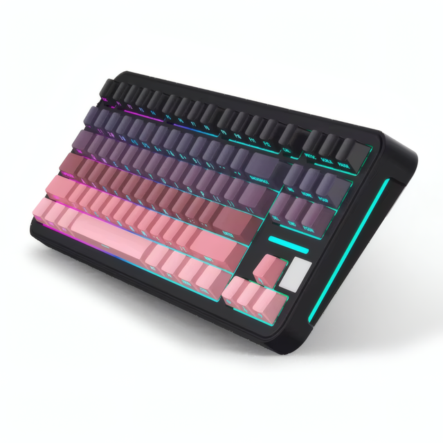 New Factory Wholesale Ergonomic 87 Keys Colorful Backlight Tri-mode USB Plastic Computer Mini Gaming Mechanical Keyboard