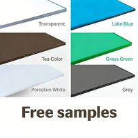 Vente en gros de panneaux solaires en PC écologiques, résistants aux UV, légers, en plastique solide, 12 mm, transparents, bleus, oranges, imprimés, découpés