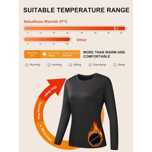 FOXA Women's Long Sleeve Thermal Shirts Fleece Lined Moisture Wicking Crew Neck Baselayer Tops for <b>Ski</b> Snow Wear - Product Image 5