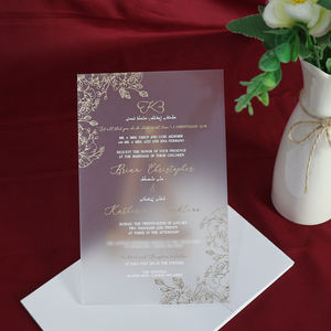 Carte d'invitation de mariage acrylique baptême couleur blanc <span class=keywords><strong>et</strong></span> <span class=keywords><strong>or</strong></span> acrylique givré invite - Product Image 4