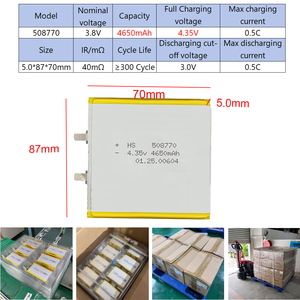 Литий-ионный полимерный аккумулятор 508770 3.8В 4650мАч, настраиваемый, 3.7В 10200 100мАч, малогабаритный, для БПЛА, ноутбуков, заполняющего освещения - Product Image 2