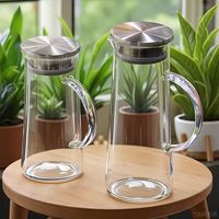 Carafe à eau en verre borosilicate transparent classique, écologique, thermos et bouteille avec couvercle pour les ensembles de café et de thé