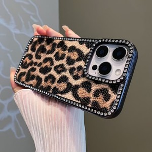 Étui de luxe pour téléphone portable à motif léopard diamanté scintillant pour iPhone 17 Air 16 15 Pro Max, coque arrière en cuir PU souple électroplaqué - Product Image 6