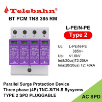 Dispositif de protection contre les surtensions AC SPD 4P 385V 20-40kA T2, protection contre les surtensions pour système TNC-S/TN-S avec certification KEMA