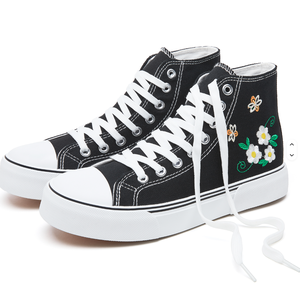 Women's High-<b>Top</b> Knit Lace-Up Shoes White and Black Casual Shoes with TPU Midsole - Product Image 2
