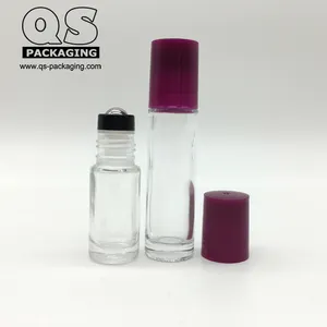 empty clear glass perfume bottle with deluxe roller and black roller lid 5ml 10ml