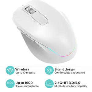 Mouse Nirkabel RGB Dual Device, Mouse Kompatibel Nirkabel BT, Mouse Isi Ulang dengan Lampu Latar untuk Laptop, Pad, <span class=keywords><strong>M</strong></span>.acBook, Tablet PC - Product Image 4