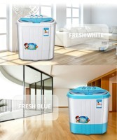 Small Portable Twin Tub Semi Automatic Washing Machine Multiple Time Settings Mini Washer Suitable for Dormitory and Travel
