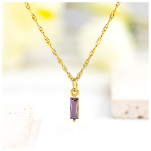 Collier en acier inoxydable plaqué or 18 carats sans ternissement pendentif en zircone colorée bijoux en pierre à la mode pour le mariage des femmes - Product Image 5