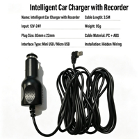 Câble de chargeur de voiture personnalisé avec étiquette privée disponible, OEM 12V 24V USB C, câble d'alimentation 3,5M 5V pour caméra embarquée, fourniture directe du fabricant