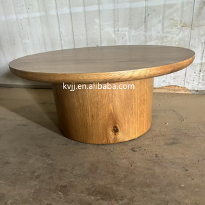 KVJ-2752 Vintage Style Handcrafted Solid <strong>Oak</strong> Wood Veneer Side <strong>Table</strong> Pedestal Round <strong>Nesting</strong> Coffee <strong>Table</strong> - Product Image 3