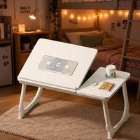 Ventilateur de refroidissement pliable pour ordinateur portable, table en bois avec double ventilateur USB, 5 niveaux de hauteur réglables, angle ajustable, plateau pour lit et canapé, mobilier de bureau à domicile