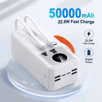 22,5W 50000 mAh Schnelle Powerbank TKA Mit Digitalanzeige Vier USB-Ausgänge PD-Ladegerät Mit 2 Kabeln Powerbank für Telefone