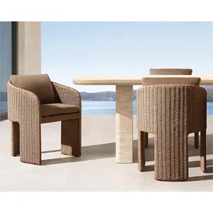 Factory Outlet Patio Furniture Outdoor Rattan Woven Rope Dining Chair Garden Rattan Outdoor Chair