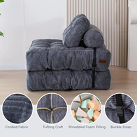 Sofá Cama Modular Moderno y Simple de Alta Densidad, Envasado al Vacío y Comprimido, para Muebles de Hogar
