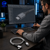Câble USB-C blindé LUNG KAY OEM ODM à 90 degrés, 10 Gbit/s, 100 W PD, 5 A, charge rapide, pour Meta Quest 3 2 SteamVR SSD CNC