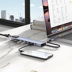 Hub USB-C en Alliage d'Aluminium 3/4/5/6/7/8 en 1 avec HDTV, Réseau Ethernet, Lecteur de Cartes TF/SD, 2 Ports USB et PD 87W 3.0 pour MacBook <span class=keywords><strong>Air</strong></span> - Product Image 5