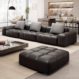 थोक वास्तविक चमड़े के आकार काले सोफे इतालवी 5 सीटर सोफे लिविंग रूम फर्नीचर बिक्री के लिए सेट - Product Image 4