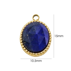 Pendentif ovale en pierre naturelle colorée en acier inoxydable 14k délicat de 10,5x15 mm pour la fabrication de bijoux - Product Image 4