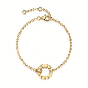Bracelet chaîne à anneaux plaqué or 18 carats avec chiffres romains, bijoux en argent 925 plaqué or 18 carats et moissanite - Product Image 1
