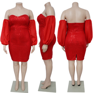 Robes de soirée longues en maille sans bretelles, style ou logo personnalisé, ODM, pour femmes, sexy, à paillettes, <span class=keywords><strong>grande</strong></span> <span class=keywords><strong>taille</strong></span>, <span class=keywords><strong>robe</strong></span> fourreau - Product Image 5