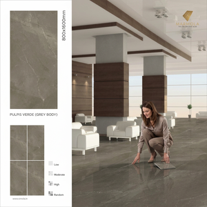 Loseta de Porcelana Esmaltada Brillante Pulpis Negra de 800x1600mm para Pisos de Apartamentos Modernos y Vestíbulos - Product Image 3