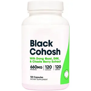 Mãn kinh viên nang 500mg Black cohosh chiết xuất bổ sung với Dong Quai Dim Berry Black cohosh Capsule hỗ trợ cho sức khỏe phụ nữ