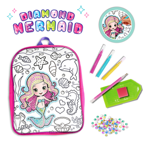 Zaino da disegno per bambini con cristalli e pennarelli personalizzati per bambini e <span class=keywords><strong>sirena</strong></span> per ragazzi e ragazze che dipingono zaini - Product Image 1