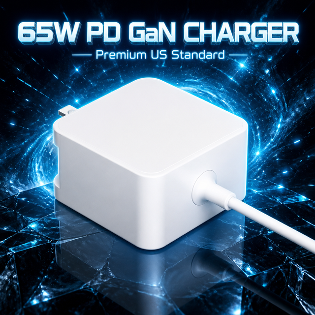 65W PD GaN Charger US Standard Fixed Plug USB C Power Adapter for Laptop Mobile Phone Tablet Wholesale OEM ODM