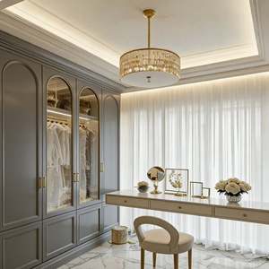 Armario Estilo Francés Personalizado BALOM con Puertas de Vidrio Arqueadas, Mueble de Dormitorio Moderno con Armario Empotrado - Product Image 3