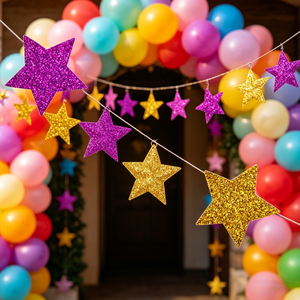 608172 Ghirlanda di stelle di carta colorate, striscione a bandierine per feste di compleanno, decorazioni da appendere a parete per camerette, forniture per feste - Product Image 2