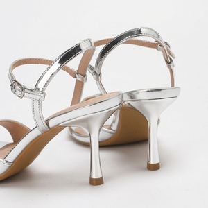 Elegant <strong>Silver</strong> Metallic Strappy <strong>Heels</strong> Women Sexy Open Toe <strong>Sandals</strong> Ankle Strap Stiletto Pumps Evening Dress Shoes Custom OEM - Product Image 5