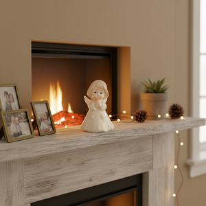 Scultura di Angelo in Ceramica Avorio 4.9*4.2*7.5 Pollici Angelet AVORIO - Product Image 3