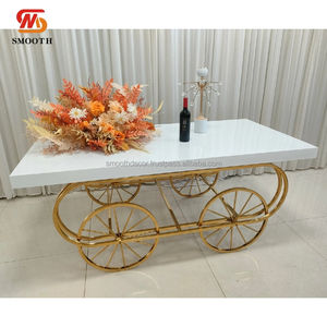 SMOOTH High Quality Trolley Cake Stand Luxury Wheel Metal Gold Stainless Steel Candy Cart - Product Image 2