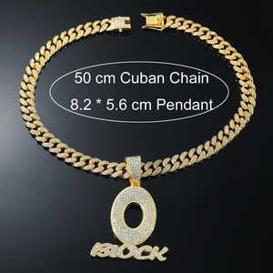 Collier pendentif lettre O tendance hip-hop pour homme, style streetwear, avec chaîne cubaine en alliage, vente en gros de bijoux de mode - Product Image 2