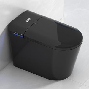 Nouvelle cuvette de toilette intelligente en céramique noire, anti-odeur, éclairage nocturne, fonctions d'eau, forme allongée, suite d'hôtel incluse, siège inclus - Product Image 6