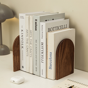 Porte-livres personnalisés en noyer noir américain massif, coins arrondis sécurisés pour les enfants, organisateur de bibliothèque de <span class=keywords><strong>bureau</strong></span>, décoration scandinave pour le <span class=keywords><strong>bureau</strong></span> - Product Image 3