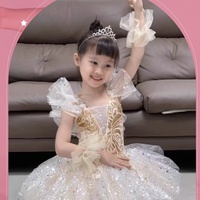 PD07094 Gaun Tutu Balet Anak Perempuan Kostum Tari untuk Pertunjukan Panggung dan Latihan Sehari-hari