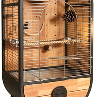 Cage à oiseaux avancée pour perroquet en bois de cèdre massif, décorée DIY, Golden Sun Mysterious Wind Birds, fermeture à bouton, emballée en boîte