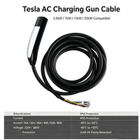 Câble de charge AC Tesla 50A 220V IP55 UL94V-0, câble de remplacement pour chargeur de véhicule électrique avec certification CE TUV CQC
