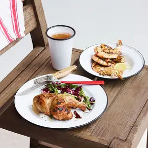 2020 Custom white wholesale restaurant metal enamel dish plates and mugs and bowls for dinner